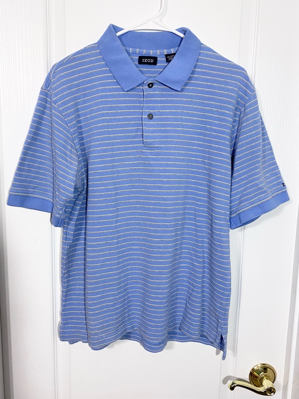 Y2K VTG Izod Striped Polo Shirt Lt. Blue Men’s Medium